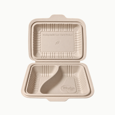 600 ml 2 Compartment Clamshell Food Container