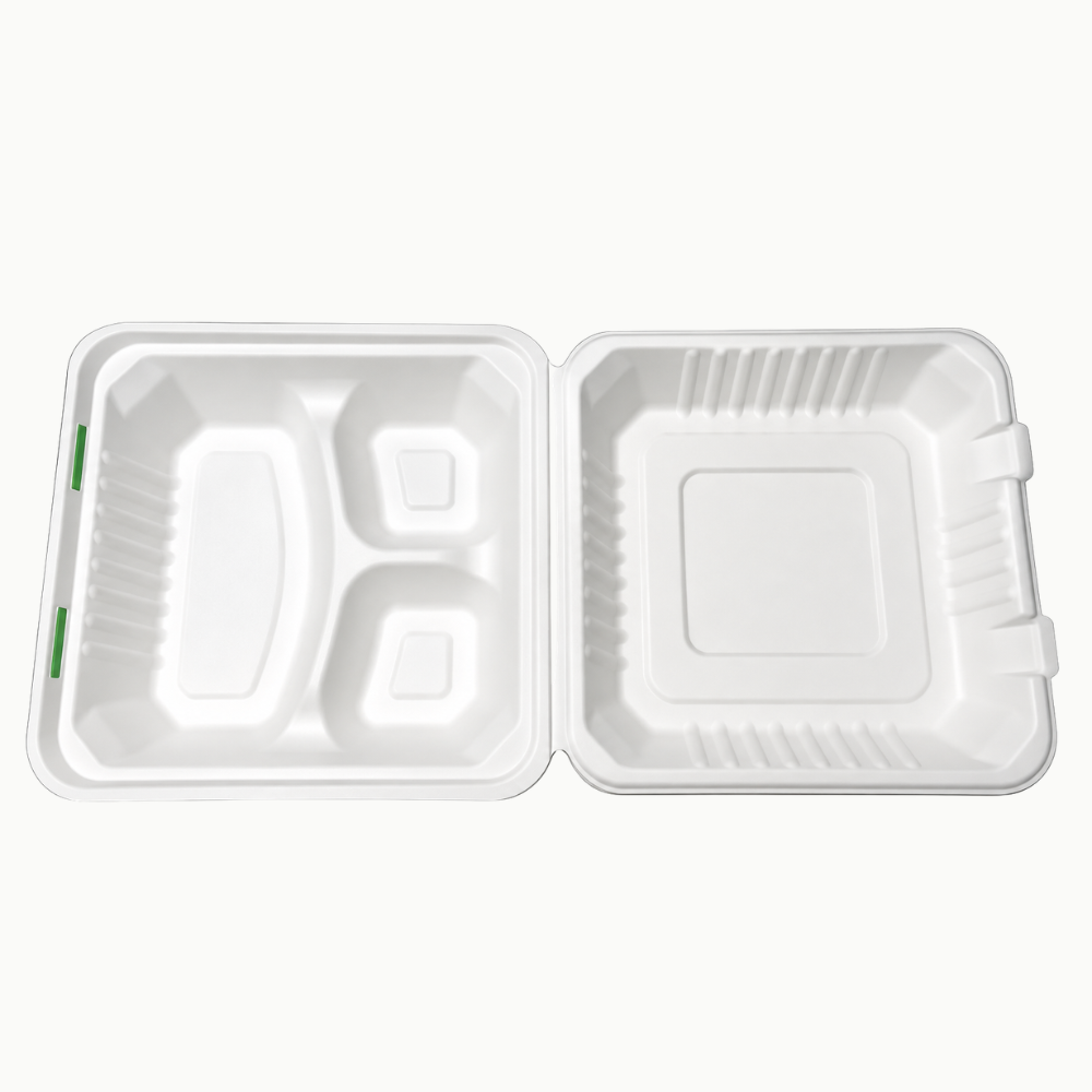 8" 3 CP Clamshell Food Container